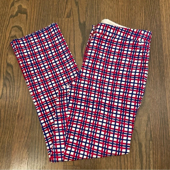Diane Von Furstenberg Straight Leg Plaid Trousers Pants size 6 - Picture 4 of 7